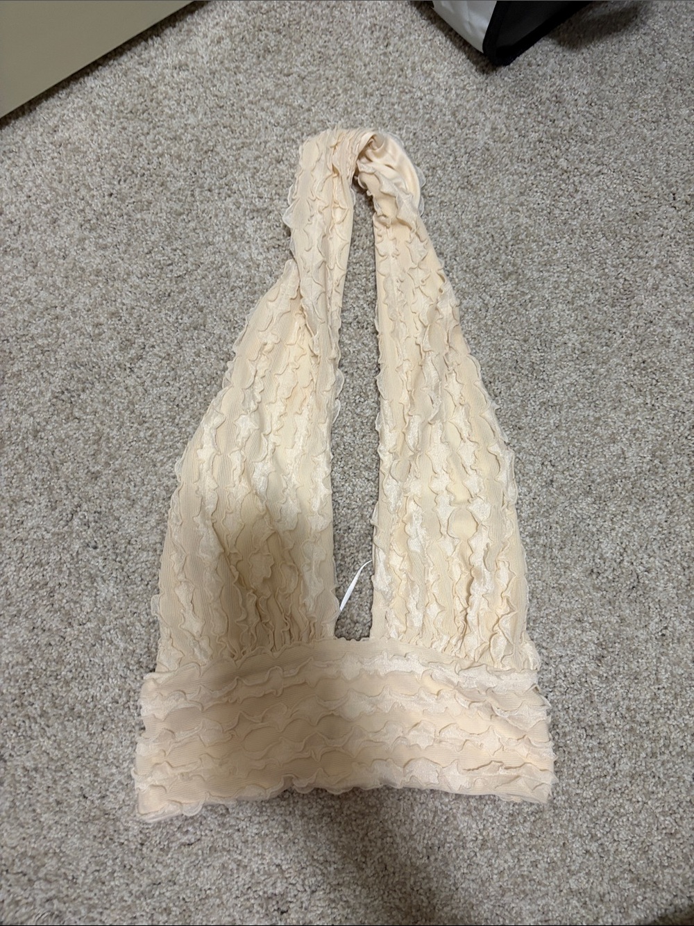 Princess Polly Lace Halter Twist Top Soft Cream